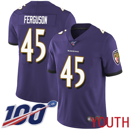 Baltimore Ravens Limited Purple Youth Jaylon Ferguson Home Jersey NFL Football #45 100th Season Vapor Untouchable->youth nfl jersey->Youth Jersey